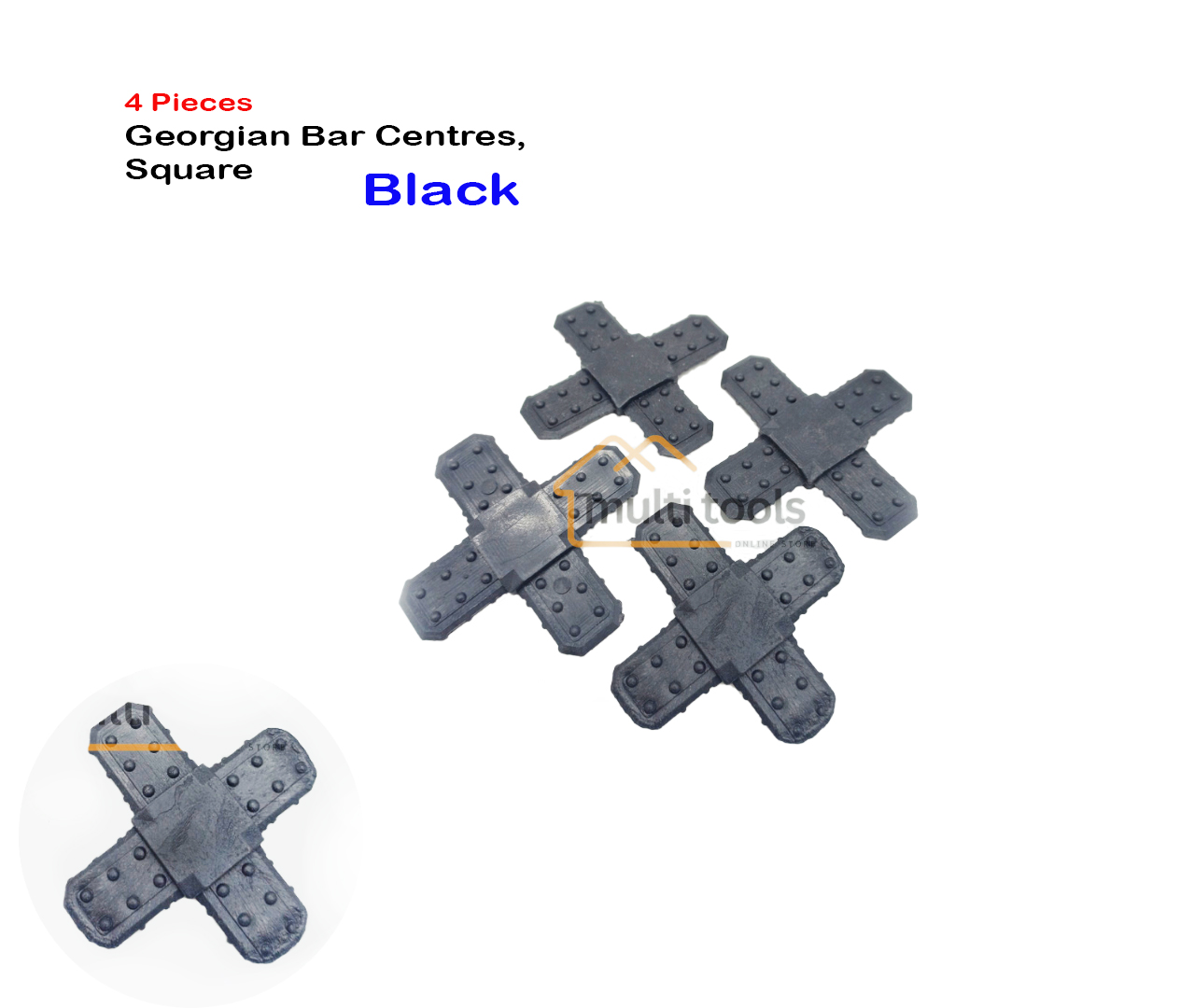 4 Pecs Georgian Bar Centres, Square Black